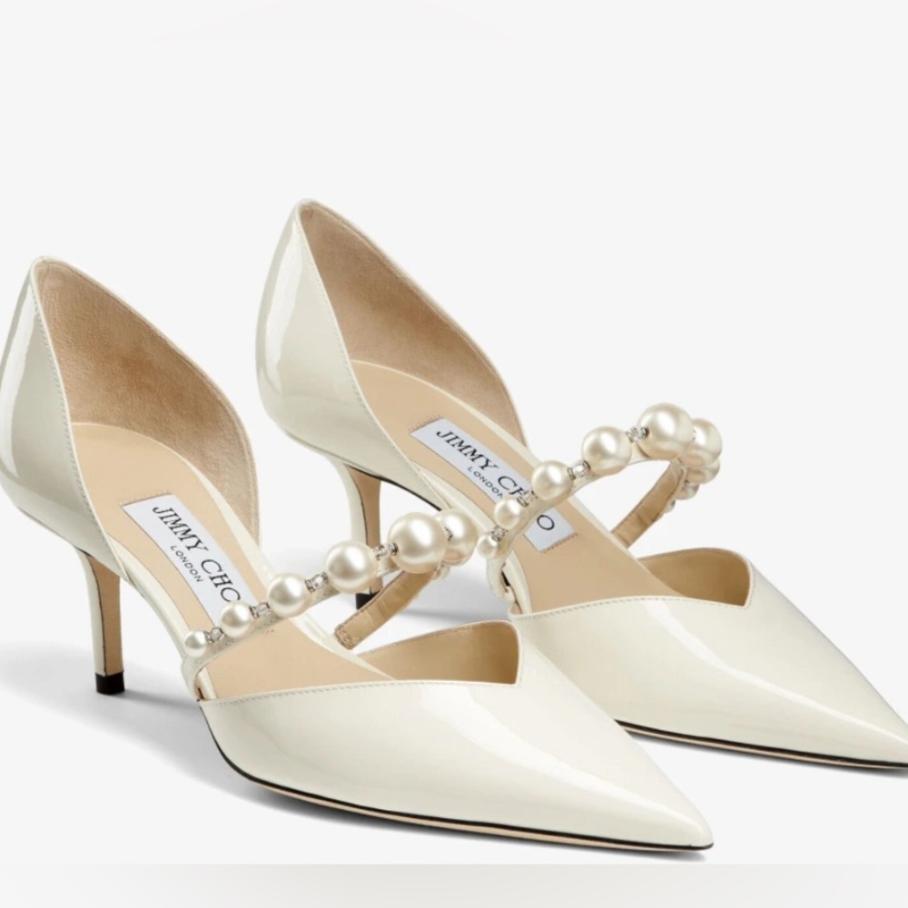 Jimmy Choo Aurelie Size 39 Patent Leather with Pearls Great Condition